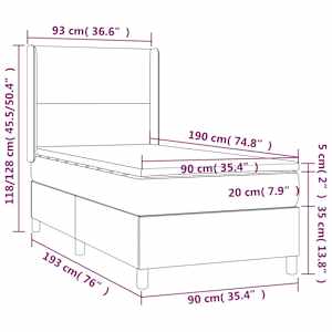 Box spring postel s matrací cappuccino 90x190 cm umělá kůže - obrázek 7