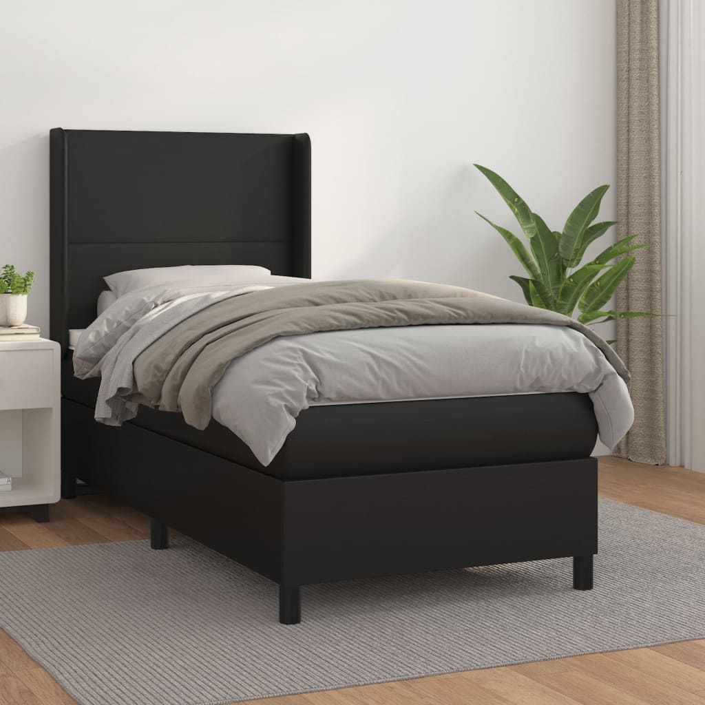 vidaXL Box spring postel s matrací černá 90x200 cm umělá kůže