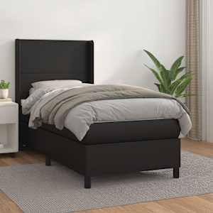 Box spring postel s matrací černá 90x200 cm umělá kůže