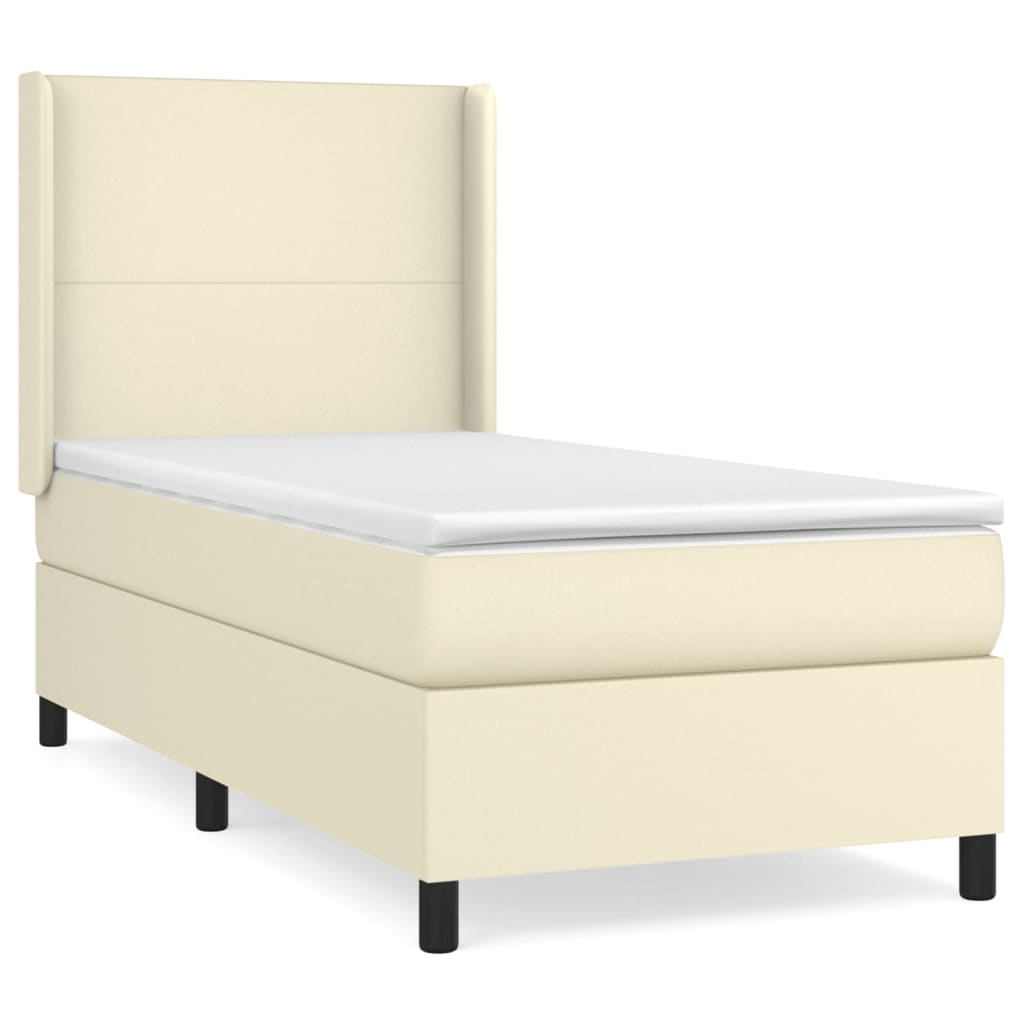 vidaXL Box spring postel s matrací krémová 100x200 cm umělá kůže
