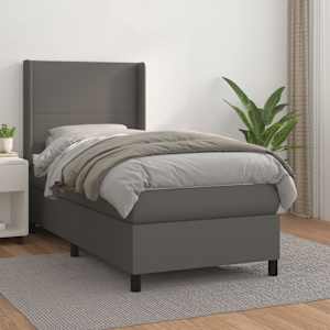 Box spring postel s matrací šedá 100x200 cm umělá kůže - obrázek 1