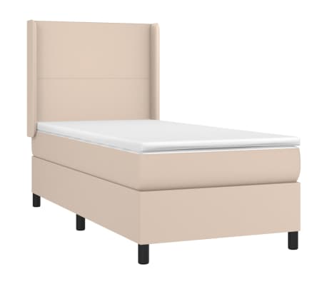 vidaXL Box spring postelja z vzmetnico kapučino 100x200cm umetno usnje