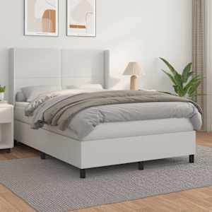 Box spring postel s matrací bílá 140 x 190 cm umělá kůže - obrázek 1