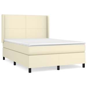 Box spring postel s matrací krémová 140x190 cm umělá kůže - obrázek 2
