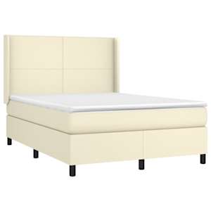 Box spring postel s matrací krémová 140x190 cm umělá kůže - obrázek 3