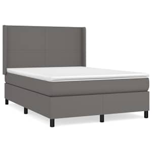 Box spring postel s matrací šedá 140 x 190 cm umělá kůže - obrázek 2