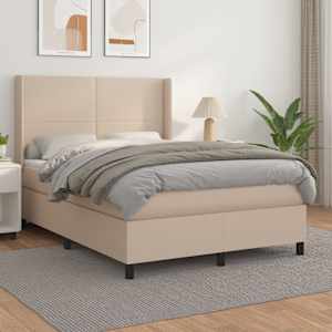 Box spring postel s matrací cappuccino 140x190 cm umělá kůže - obrázek 1