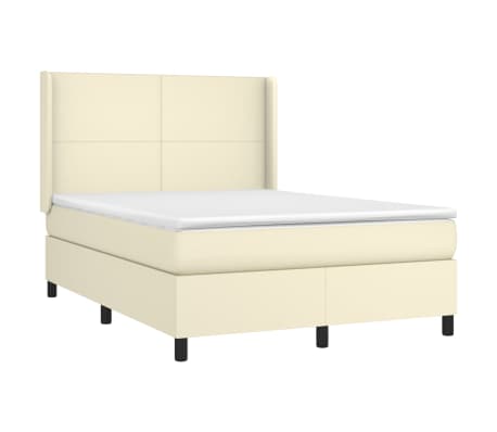 vidaXL Boxspringbett mit Matratze Creme 140x200 cm Kunstleder