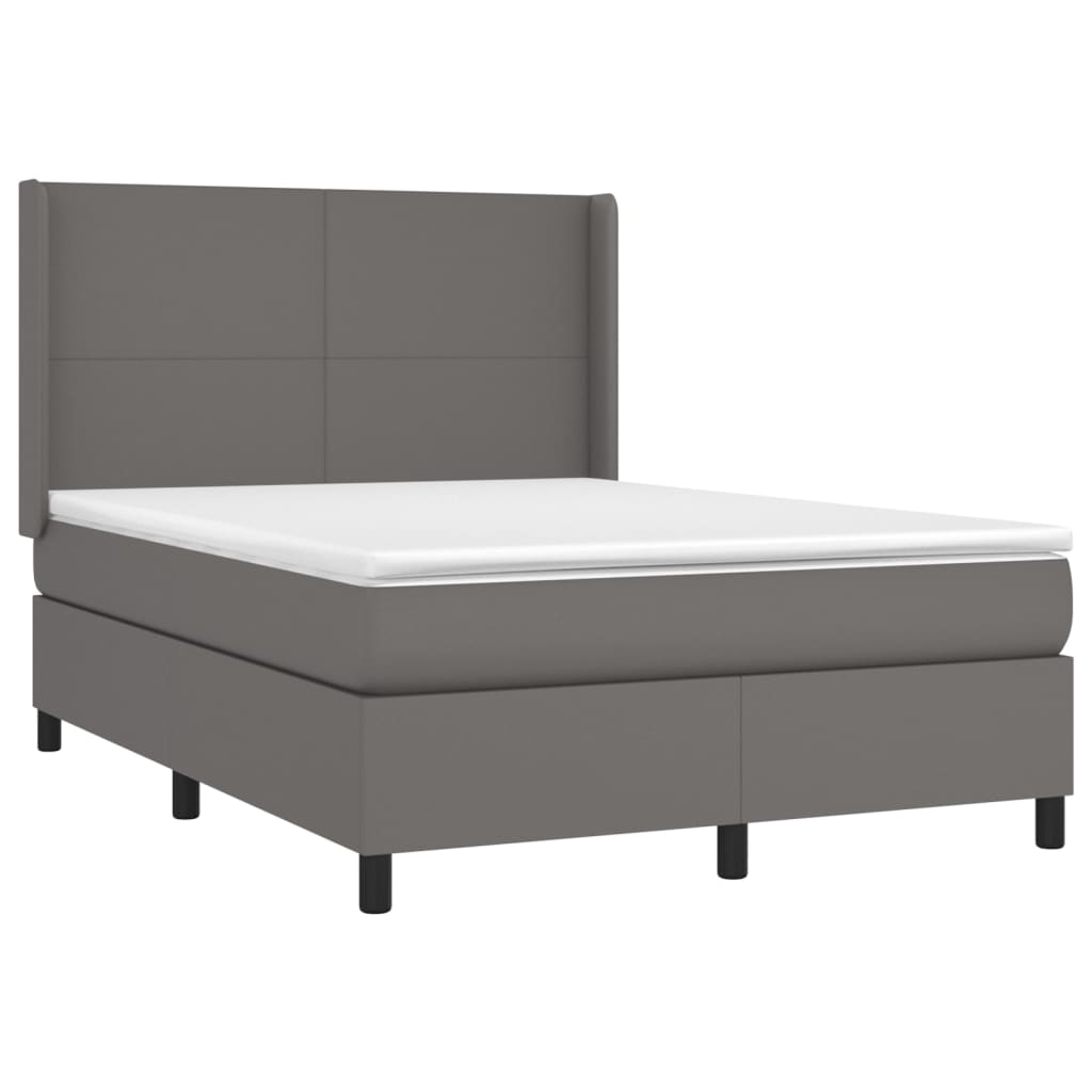 vidaXL Boxspring met matras kunstleer grijs 140x200 cm afbeelding