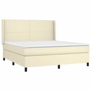 Box spring postel s matrací krémová 160x200 cm umělá kůže - obrázek 3