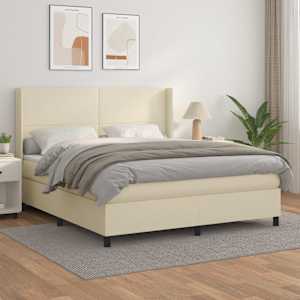 Box spring postel s matrací krémová 160x200 cm umělá kůže - obrázek 1