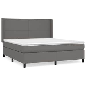 Box spring postel s matrací šedá 160x200 cm umělá kůže - obrázek 2