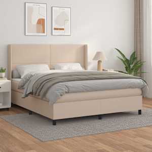 Box spring postel s matrací cappuccino 160x200 cm umělá kůže