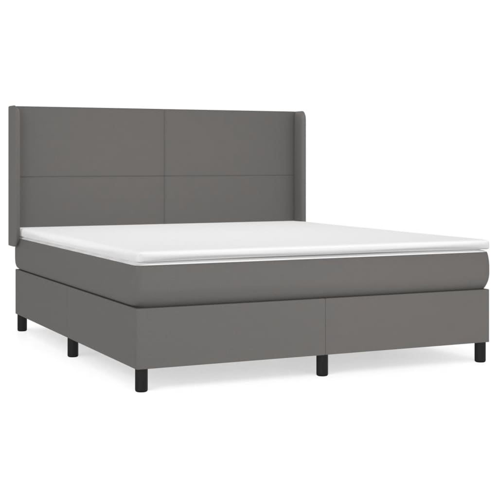 vidaXL Boxspring met matras kunstleer grijs 180x200 cm