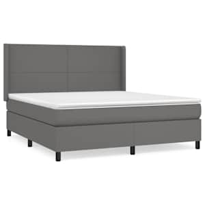 Box spring postel s matrací šedá 180x200 cm umělá kůže - obrázek 2