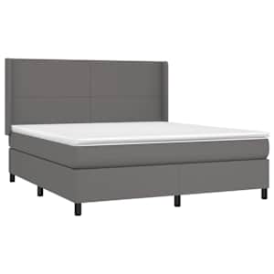Box spring postel s matrací šedá 180x200 cm umělá kůže - obrázek 3