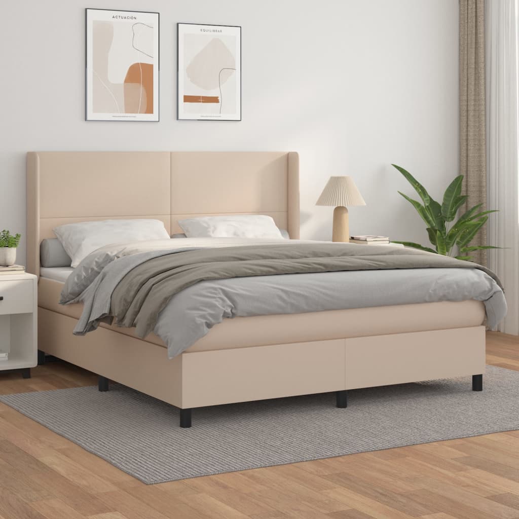 Box spring postel s matrací cappuccino 180 x 200 cm umělá kůže