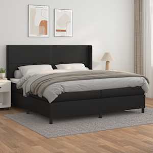 Box spring postel s matrací černá 200x200 cm umělá kůže - obrázek 1