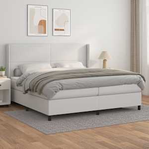 Box spring postel s matrací bílá 200x200 cm umělá kůže - obrázek 1