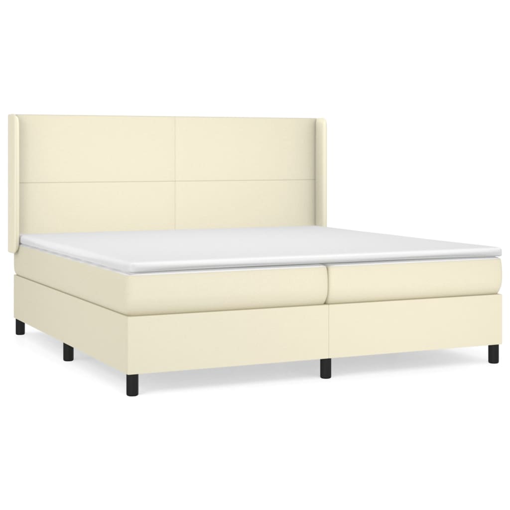 vidaXL Box spring postel s matrací krémová 200x200 cm umělá kůže