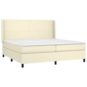 Box spring postel s matrací krémová 200x200 cm umělá kůže - obrázek 3