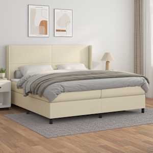 Box spring postel s matrací krémová 200x200 cm umělá kůže - obrázek 1