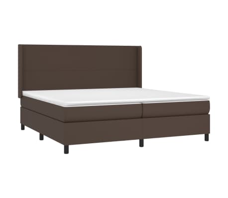 vidaXL Pat box spring cu saltea, maro, 200x200 cm, piele ecologică