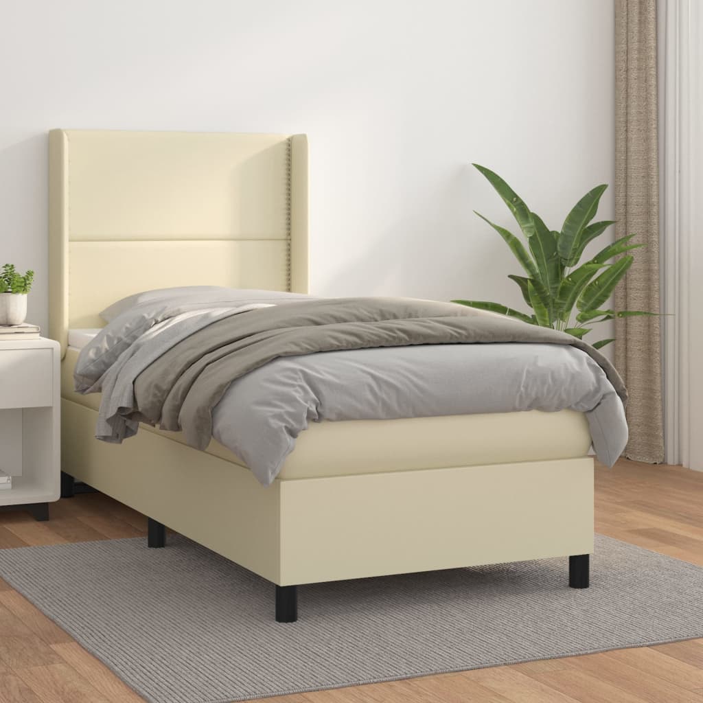 vidaXL Box spring postel s matrací krémová 80 x 200 cm umělá kůže