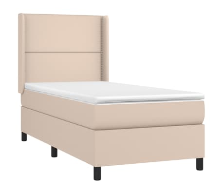 vidaXL Κρεβάτι Boxspring με Στρώμα Καπουτσίνο 80x200 εκ. Συνθ. Δέρμα