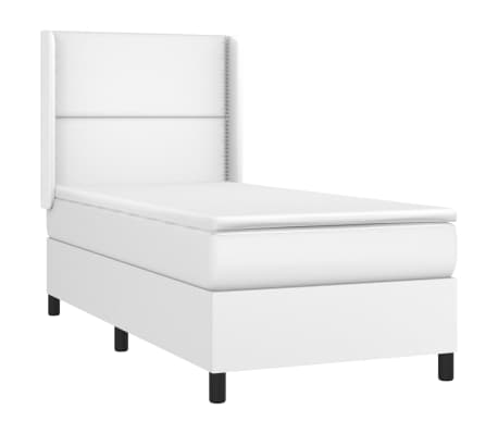 vidaXL Boxspringbett mit Matratze Wei&szlig; 90x190 cm Kunstleder