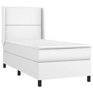 vidaXL Boxspringbett mit Matratze Wei&szlig; 90x190 cm Kunstleder