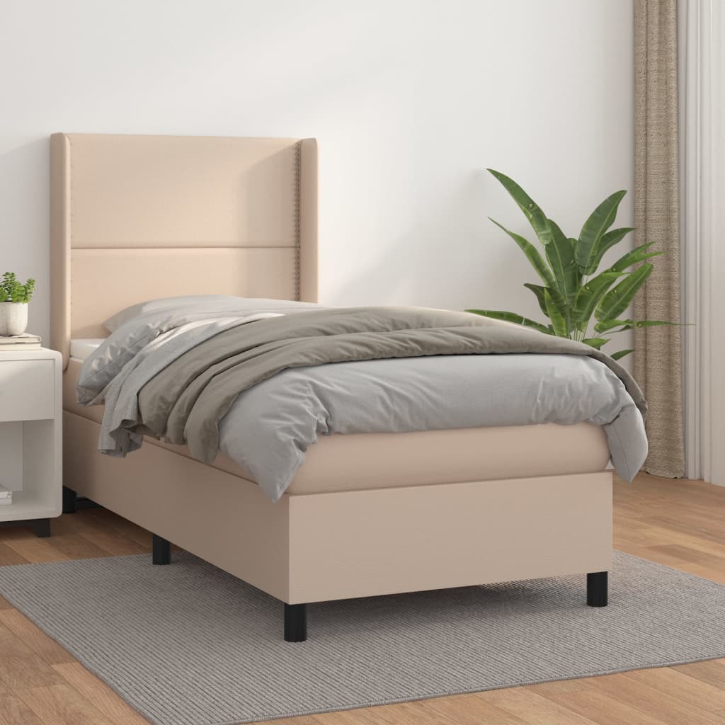 vidaXL Boxspringbett mit Matratze Cappuccino-Braun 90x190cm Kunstleder