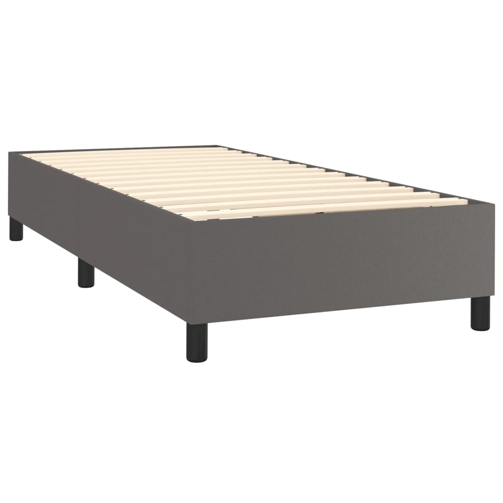 Box spring postel s matrací šedá 90x200 cm umělá kůže