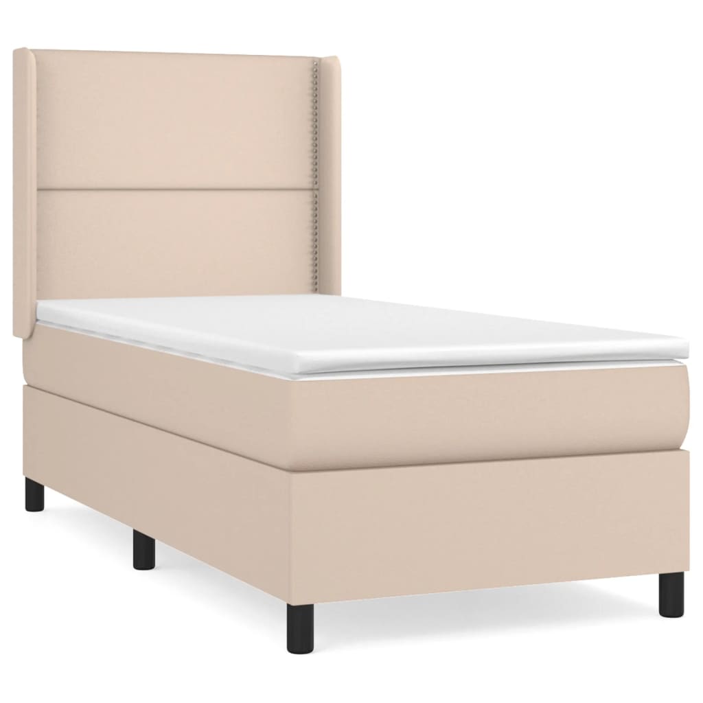 vidaXL Box spring postel s matrací cappuccino 90x200 cm umělá kůže