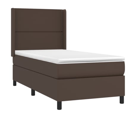 vidaXL Cama box spring con colchón cuero sintético marrón 100x200 cm