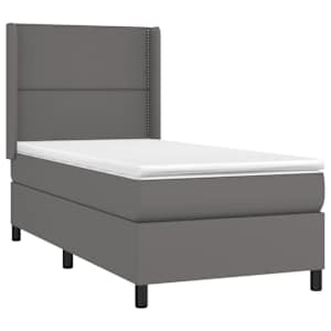 Box spring postel s matrací šedá 100x200 cm umělá kůže - obrázek 3