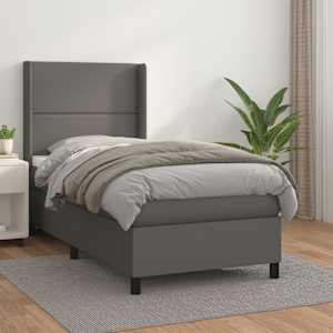 Box spring postel s matrací šedá 100x200 cm umělá kůže - obrázek 1