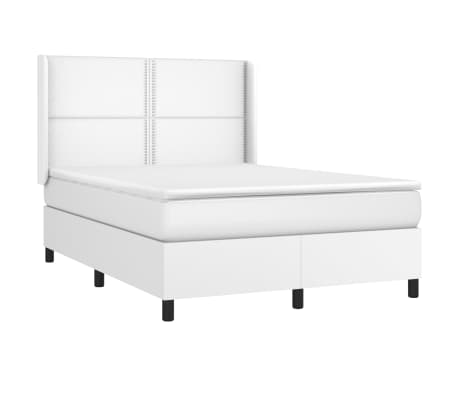 vidaXL Boxspringbett mit Matratze Wei&szlig; 140x200 cm Kunstleder