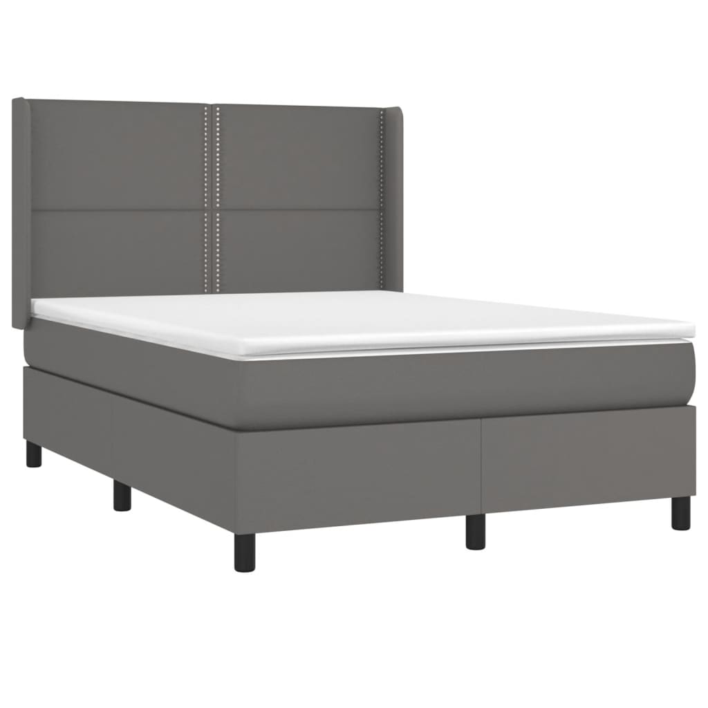 vidaXL Boxspring met matras kunstleer grijs 140x200 cm afbeelding