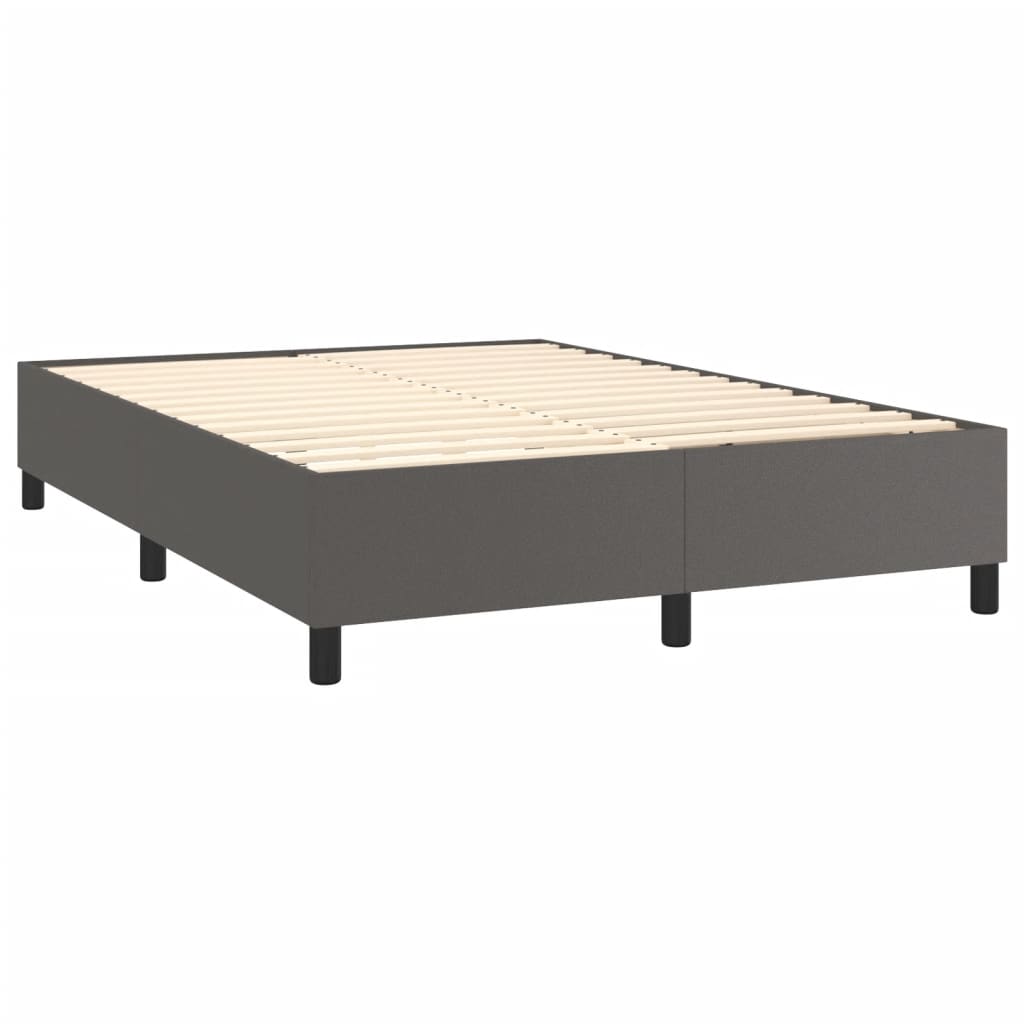 Box spring postel s matrací šedá 140x200 cm umělá kůže