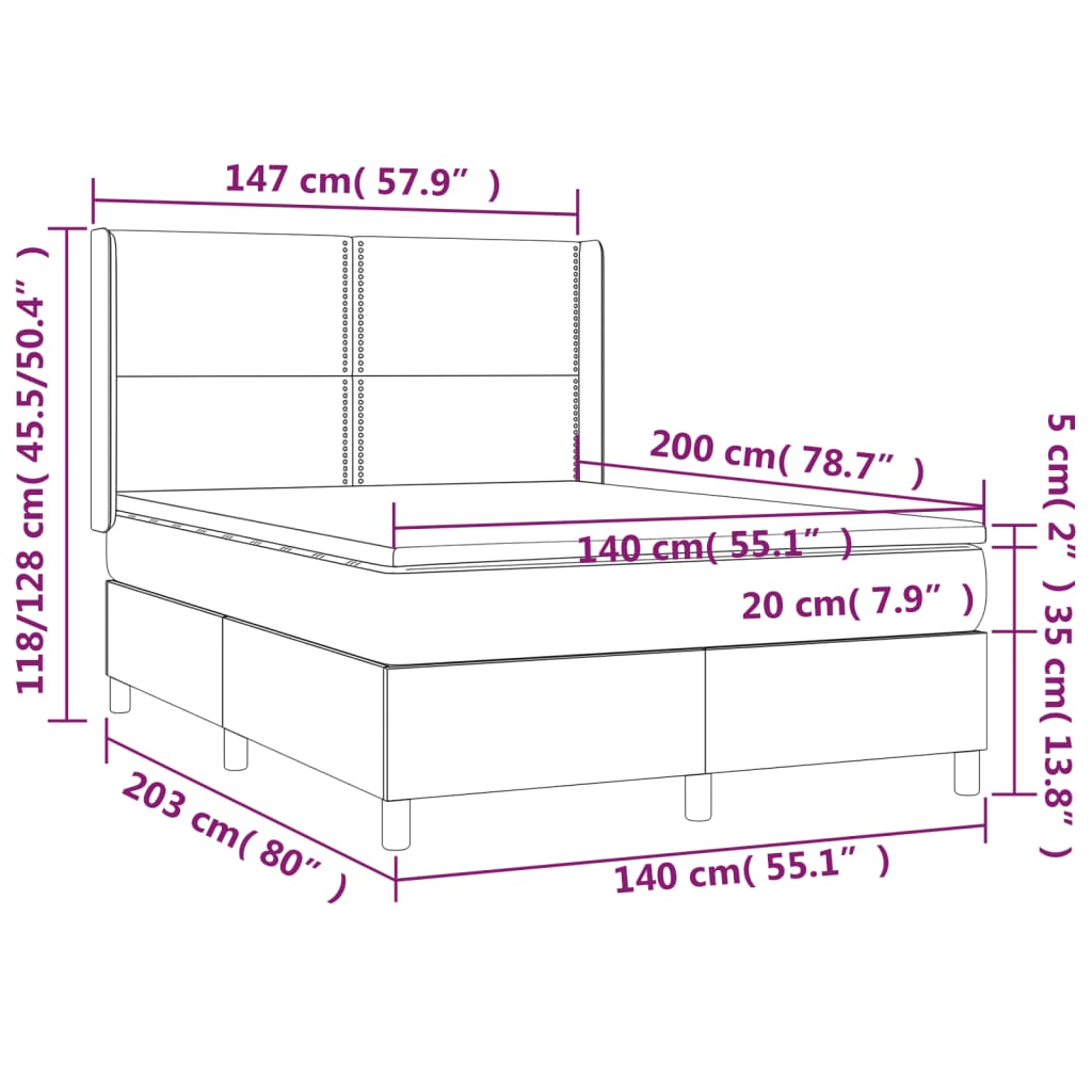 Box spring postel s matrací cappuccino 140x200 cm umělá kůže