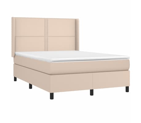 vidaXL Boxspringbett Matratze Cappuccino-Braun 140x200cm Kunstleder