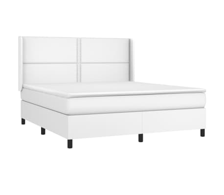 vidaXL Boxspring posteľ s matracom biela 160x200 cm umel&aacute; koža