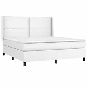 vidaXL Boxspring posteľ s matracom biela 160x200 cm umel&aacute; koža