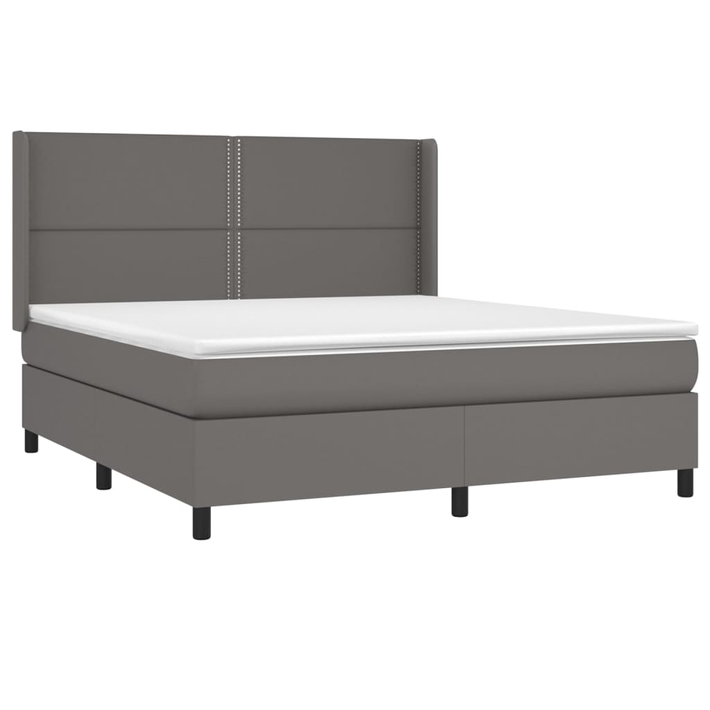 vidaXL Boxspring met matras kunstleer grijs 180x200 cm afbeelding