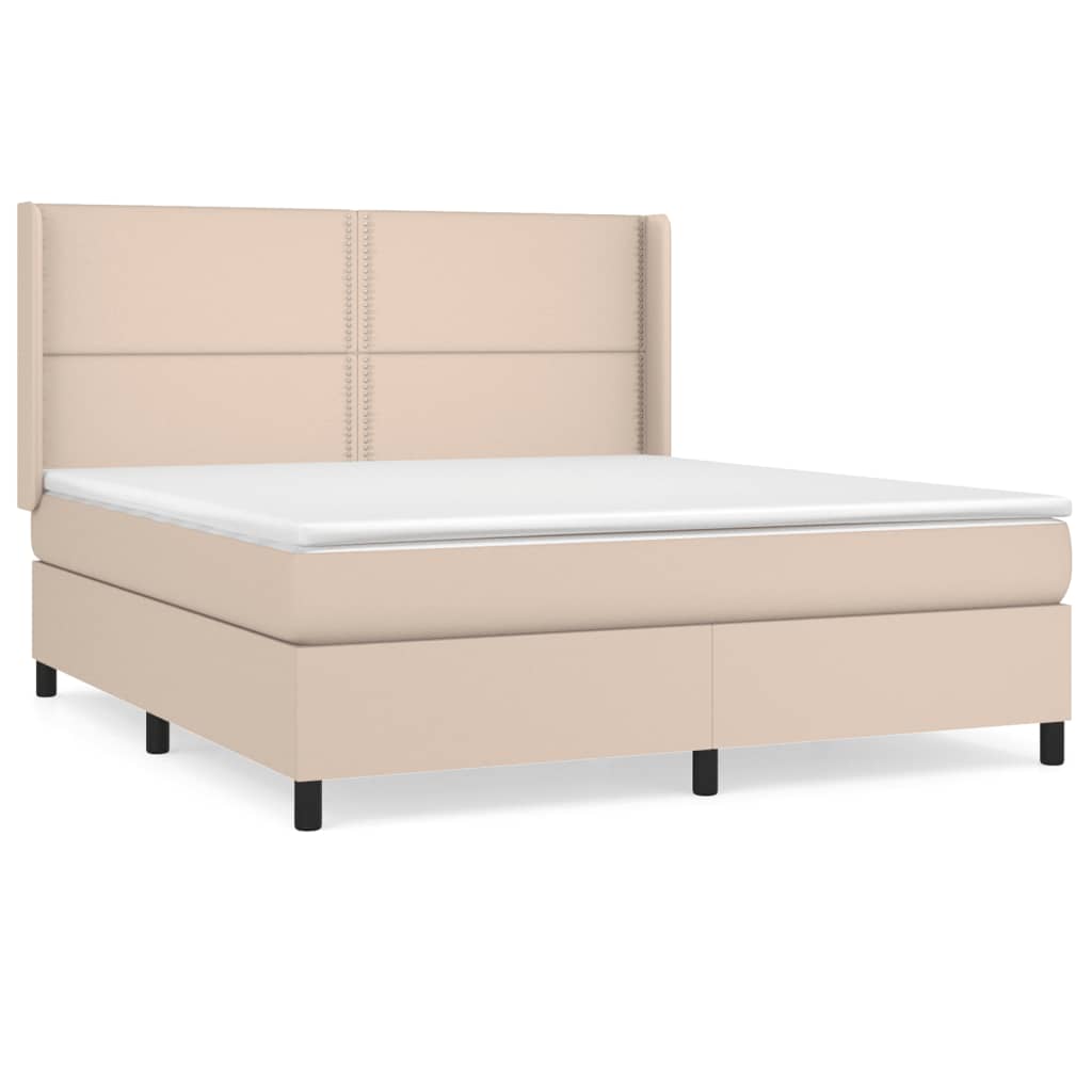 vidaXL Box spring postelja z vzmetnico kapučino 180x200cm umetno usnje