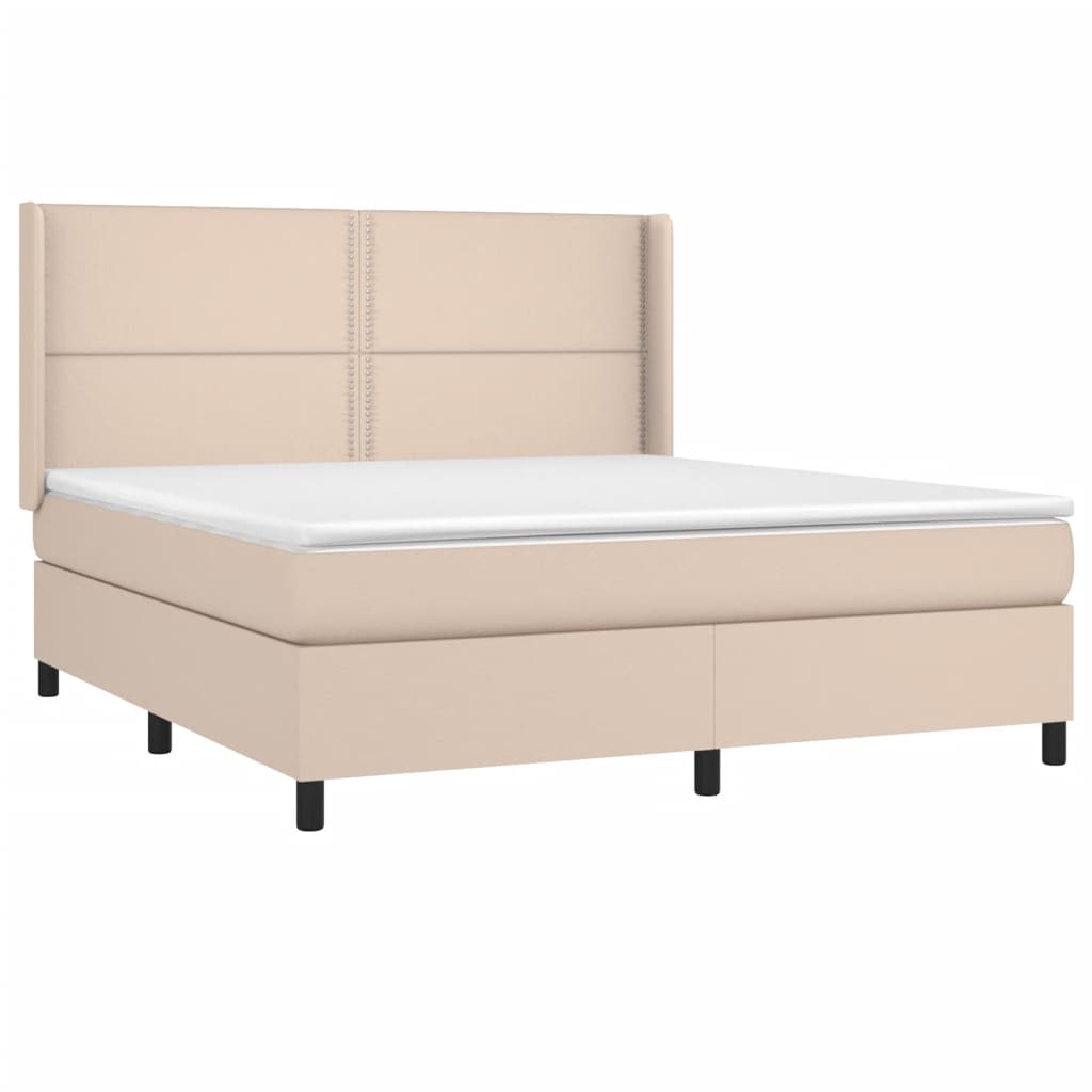 vidaXL Κρεβάτι Boxspring με Στρώμα Καπουτσίνο 180x200 εκ. Συνθ. Δέρμα