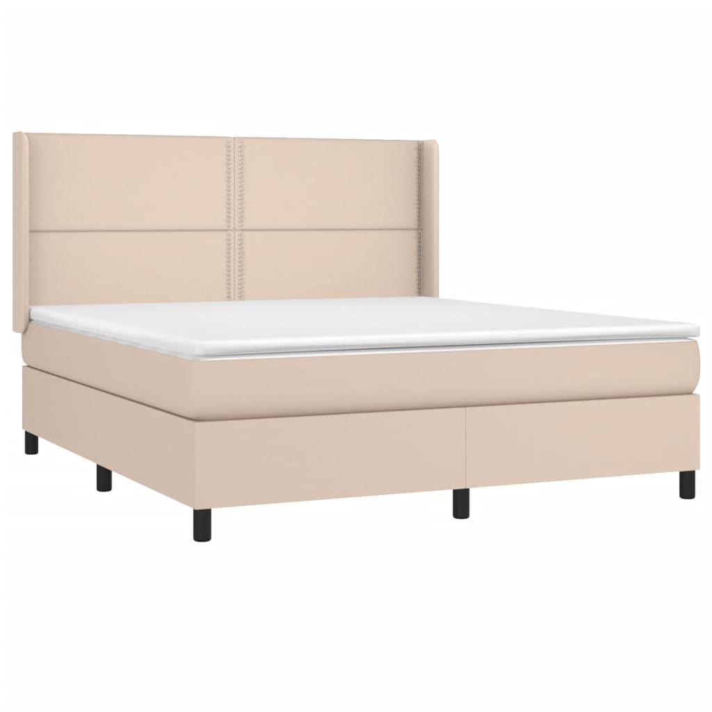 vidaXL Boxspring met matras kunstleer cappuccinokleurig 180x200 cm afbeelding