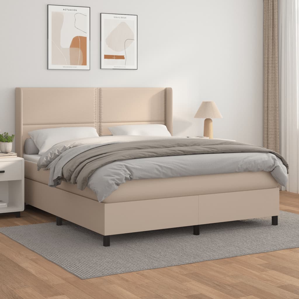 Box spring postel s matrací cappuccino 180 x 200 cm umělá kůže