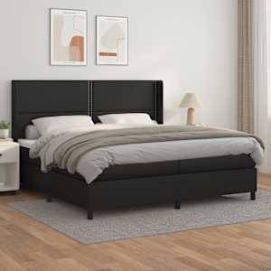 Box spring postel s matrací černá 200x200 cm umělá kůže - obrázek 1